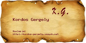 Kordos Gergely névjegykártya